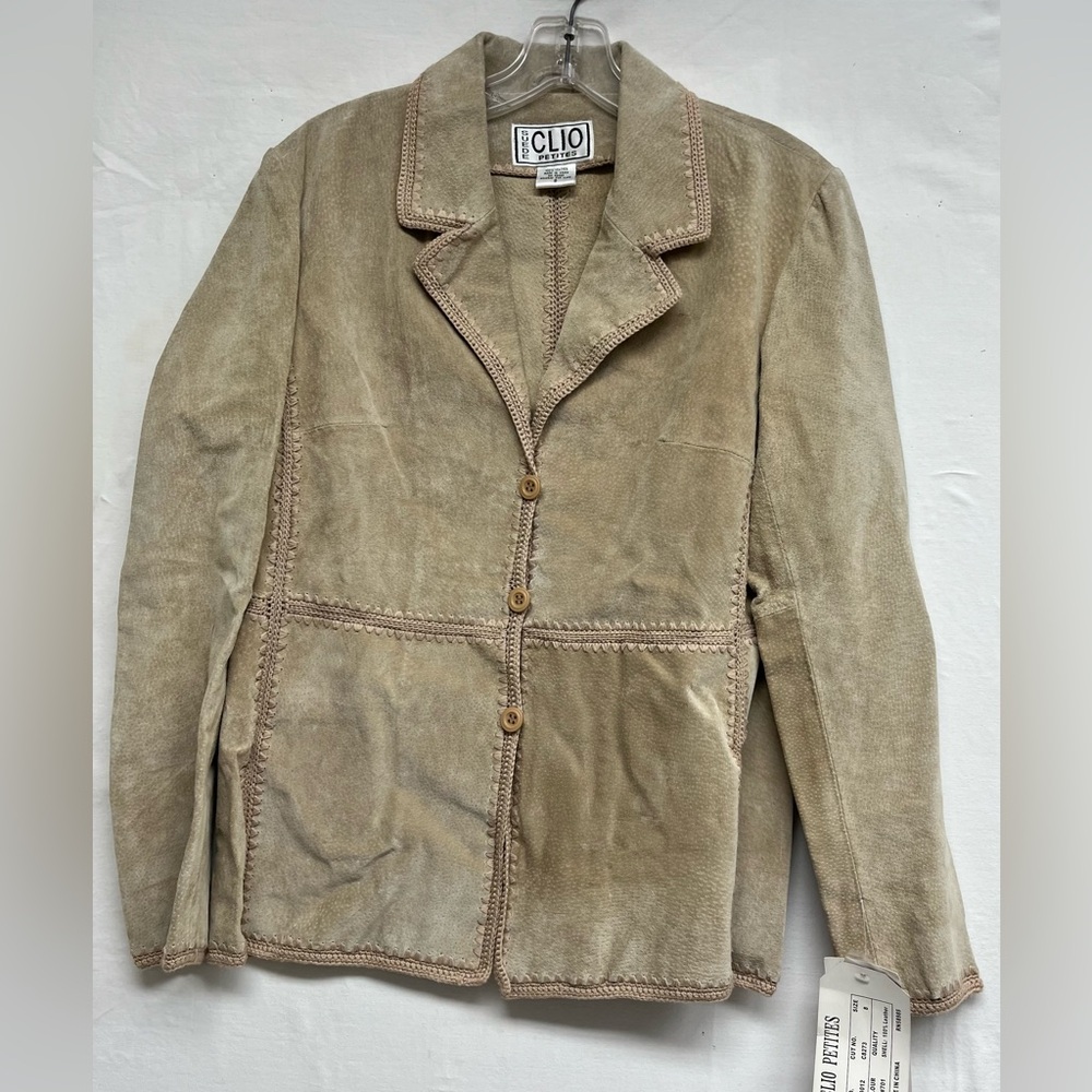 NWT Suede Jacket w/ crochet, Patchwork, Coastal G… - image 1